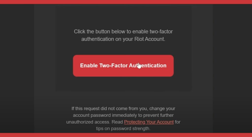 2FA Verification email in Riot Games Valorant