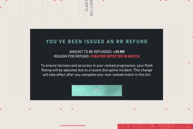 Valorant RR Refund System Cheater Detected Counter Protection